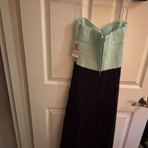 Mint Green & Black Strapless Maxi Dress